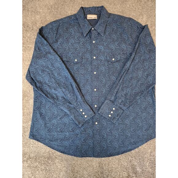 Wrangler Wrancher Western Paisley Print XL Men's Shirt XLarge Pearl Snaps - Picture 1 of 5